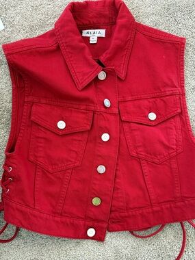 Alaïa Vibrant Red Denim Vest